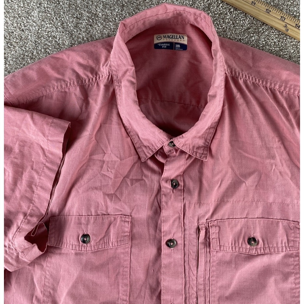 Magellan Classic Fit Light Red Fishing Shirt Button Down Mens 3XLT Non Vented